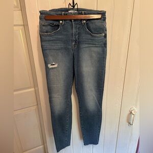 Good American 10 light wash Distressed raw ankle hem Skinny Jeans